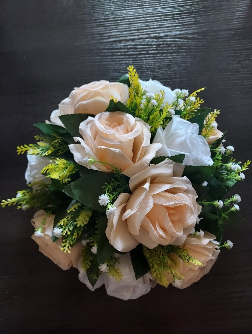 Elegant Cream and White Faux Rose Bouquet